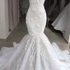 Spaghetti Strap Real Model White Mermaid Wedding Dresses With Gorgeous Lace Appliques