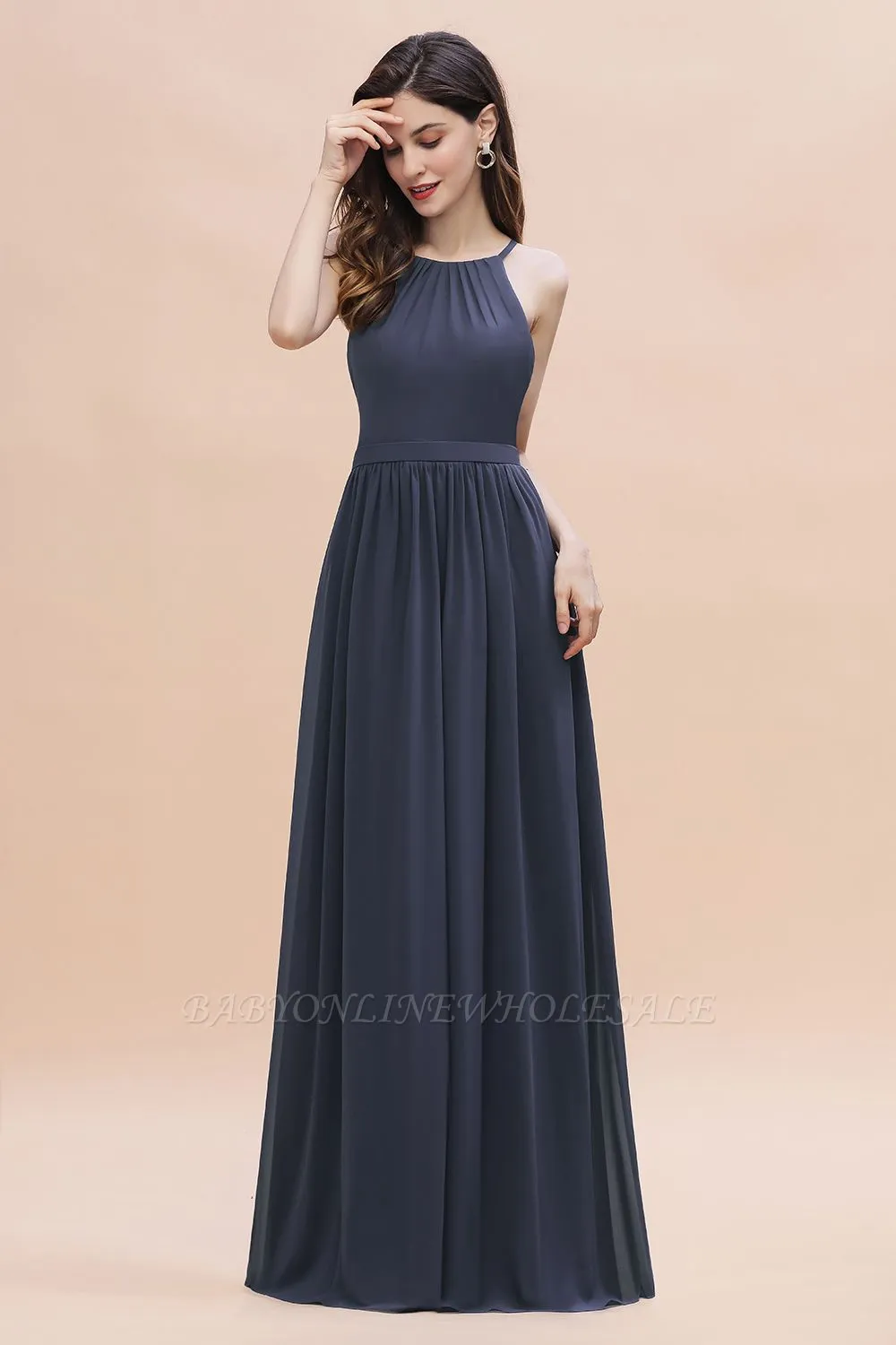 Elegant Sleeveles Chiffon Evening Maxi Dress Soft Chiffon Bridesmaid Dress - Image 3
