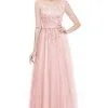 QUEENIE | A-line Floor Length Appliques Tulle Bridesmaid Dresses With Sleeves