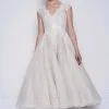 Cap Sleeves V-neck Princess Short Ankle Length Wedding Dress