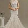Charming Mermaid Wedding Gown Lace Appliques Cap Sleeve Garden Wedding Dress