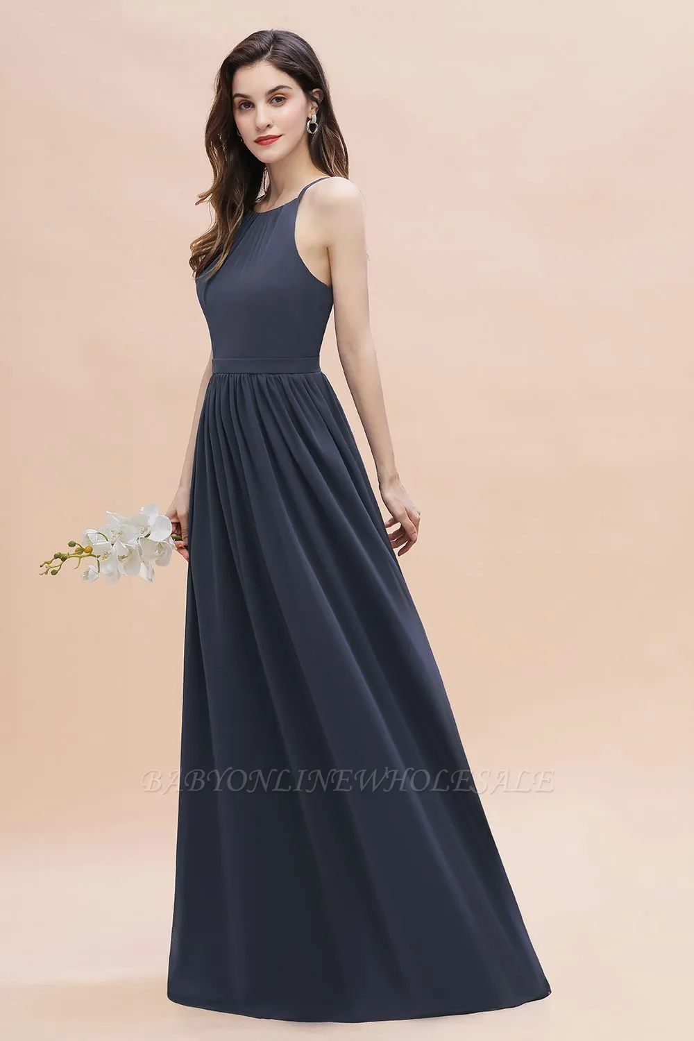 Elegant Sleeveles Chiffon Evening Maxi Dress Soft Chiffon Bridesmaid Dress - Image 6