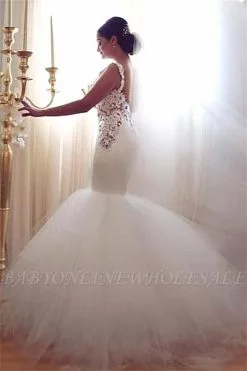 Lace Mermaid Tulle Wedding Gowns Open Back Sleeveless Sexy Bride Dresses Online