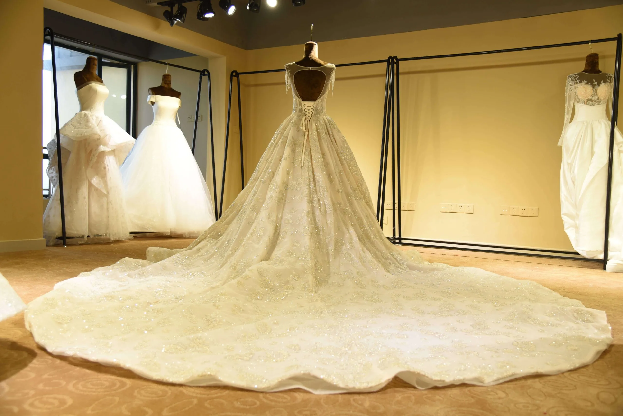 Amazing Princess Lace-up Sparkly Beading Tulle Ivory Princess Wedding Dress - Image 2